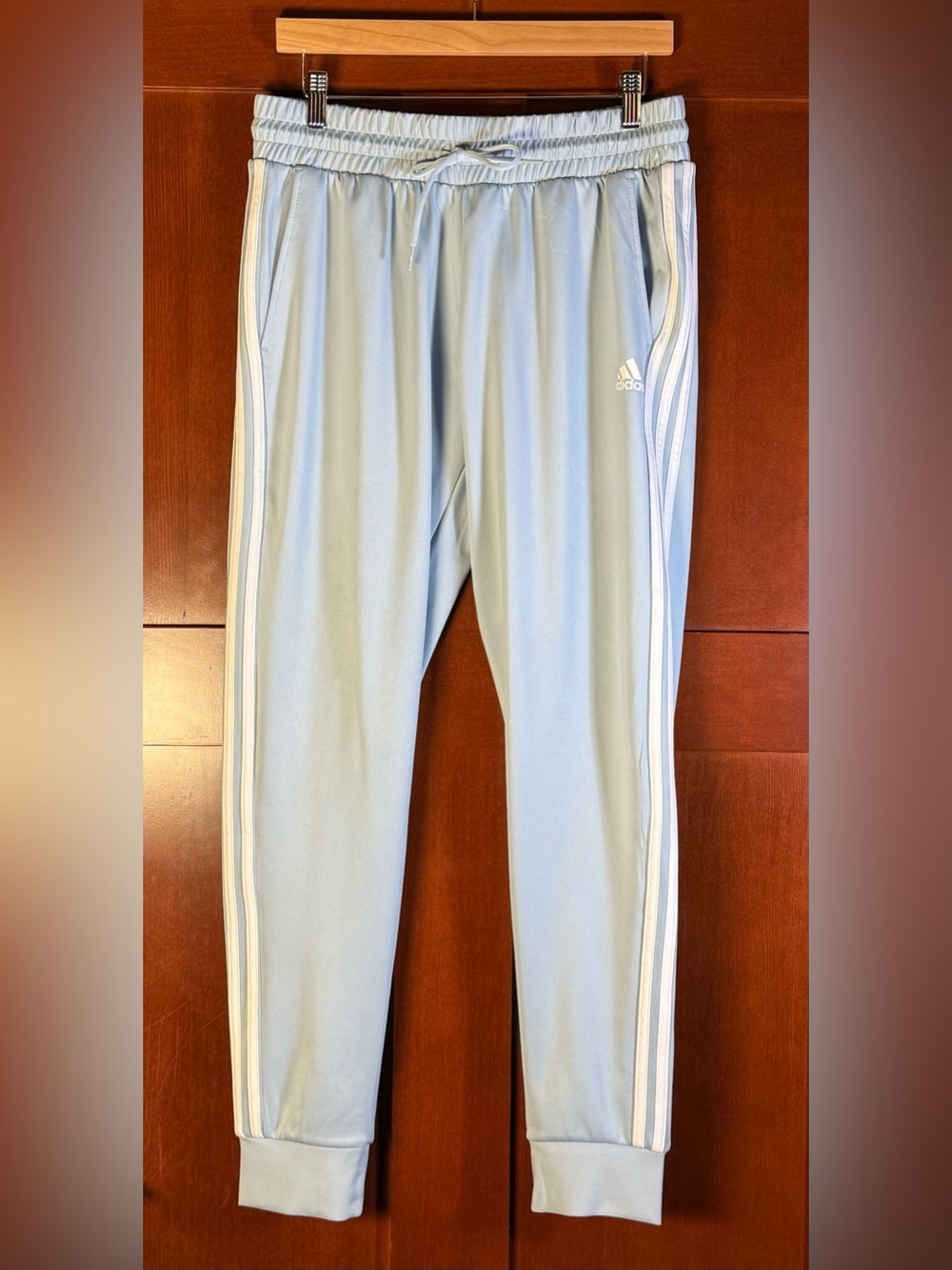 Adidas Light Blue 3-Stripes Jogger Track Pants Size L Recycled Polyester NWOT